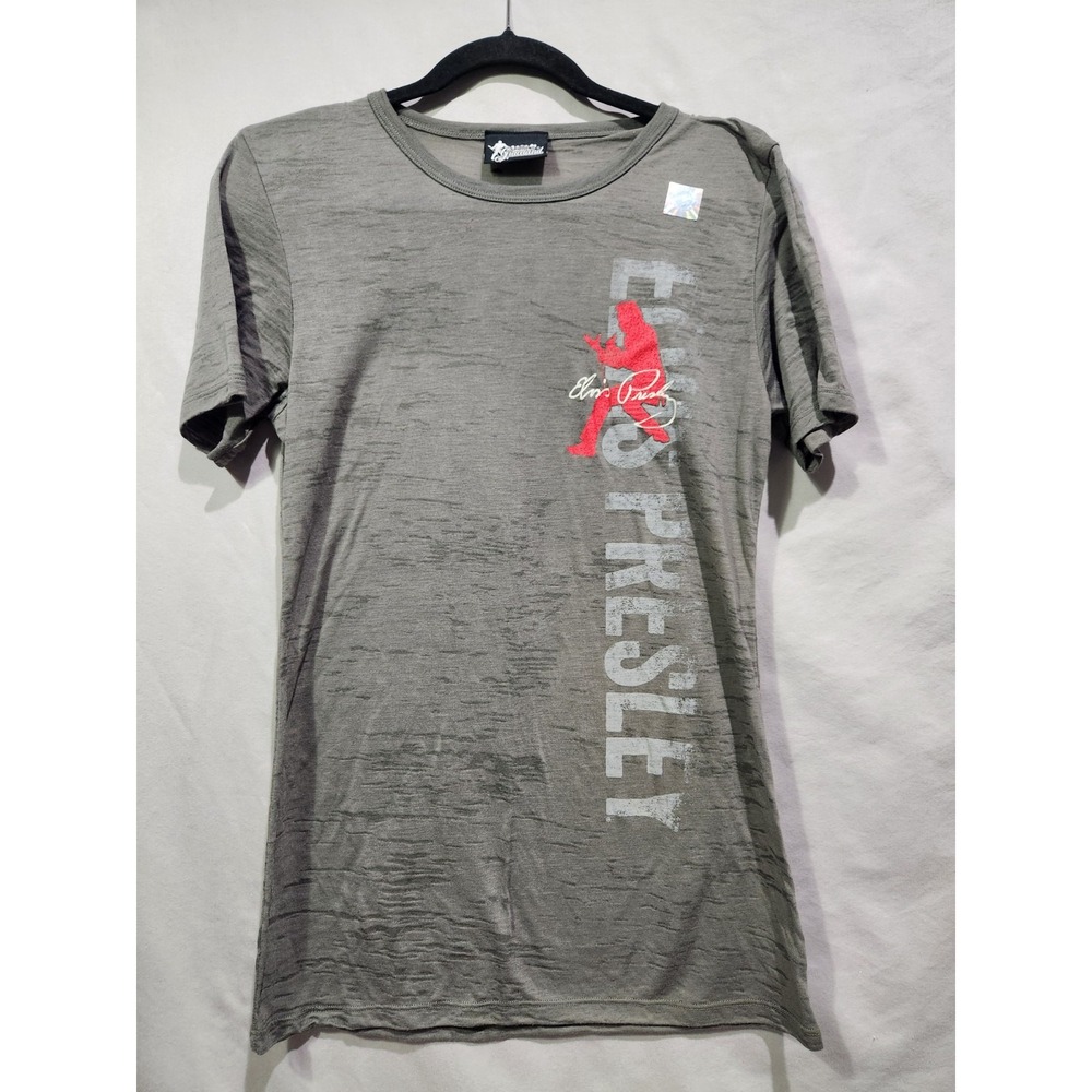 Elvis Presley Graceland TShirt Gray Distressed Graphic Tee Rock Roll Music Large